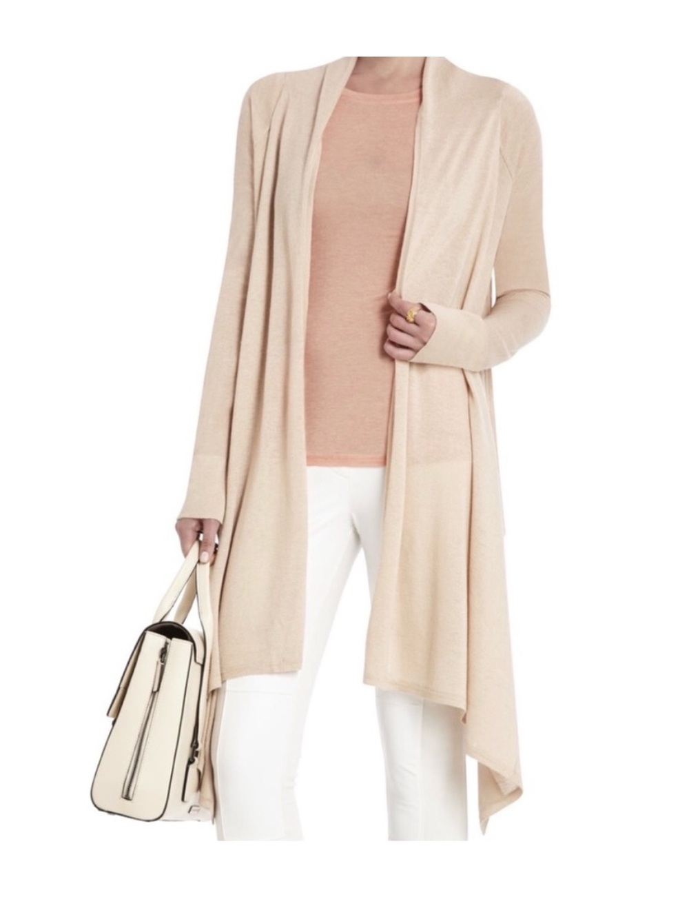BCBGMAXAZRIA Kattianne Signature Cardigan Wrap  Cream XS/S